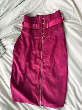 Honey Birdette Women's High-Waist Pencil Skirt with Front Zip NWT